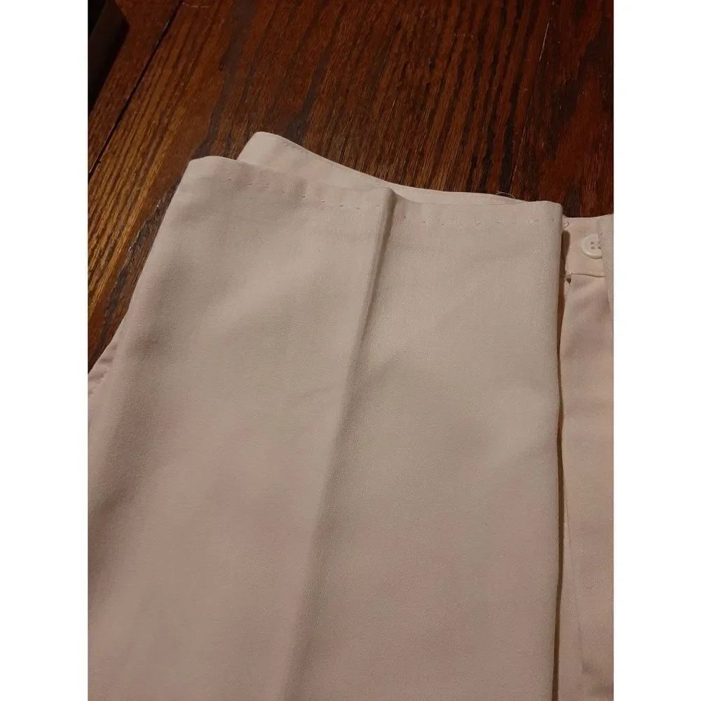 Size 14 Worthington Essential Cream Pleated Leg Rear Elastic Waist Trouser Pants